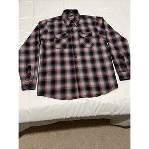 DIXXON Flannel Shirt Mens L Gray Black Red The Arizona Super Show Black Snap